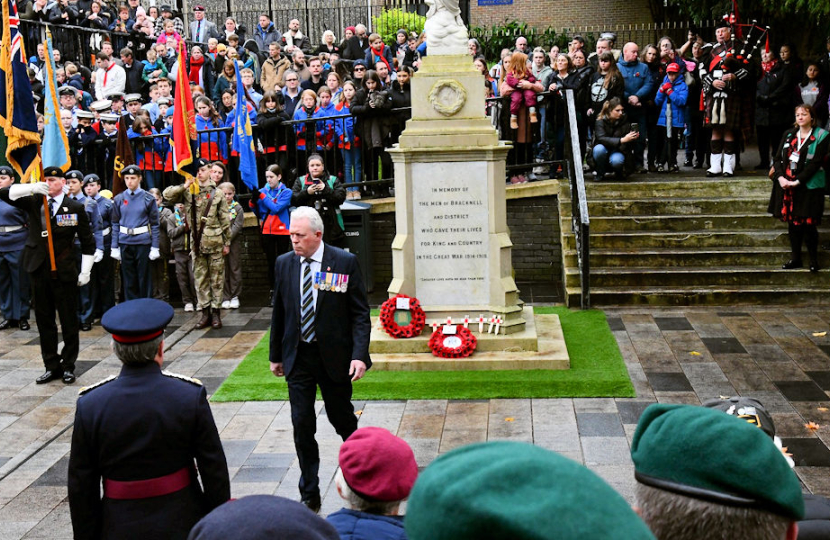 James Remembrance service poppy wreaths