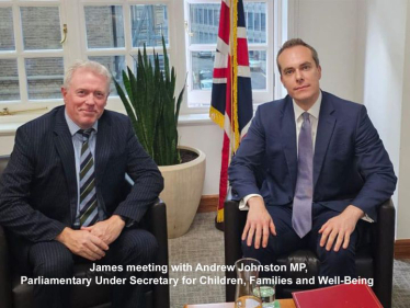 James Sunderland and Andrew Johnston OBE MP, Minister of State for Children, Families and Wellbeing.